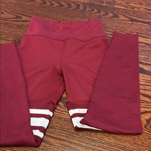 Woman’s Maroon Leggings with Stripes